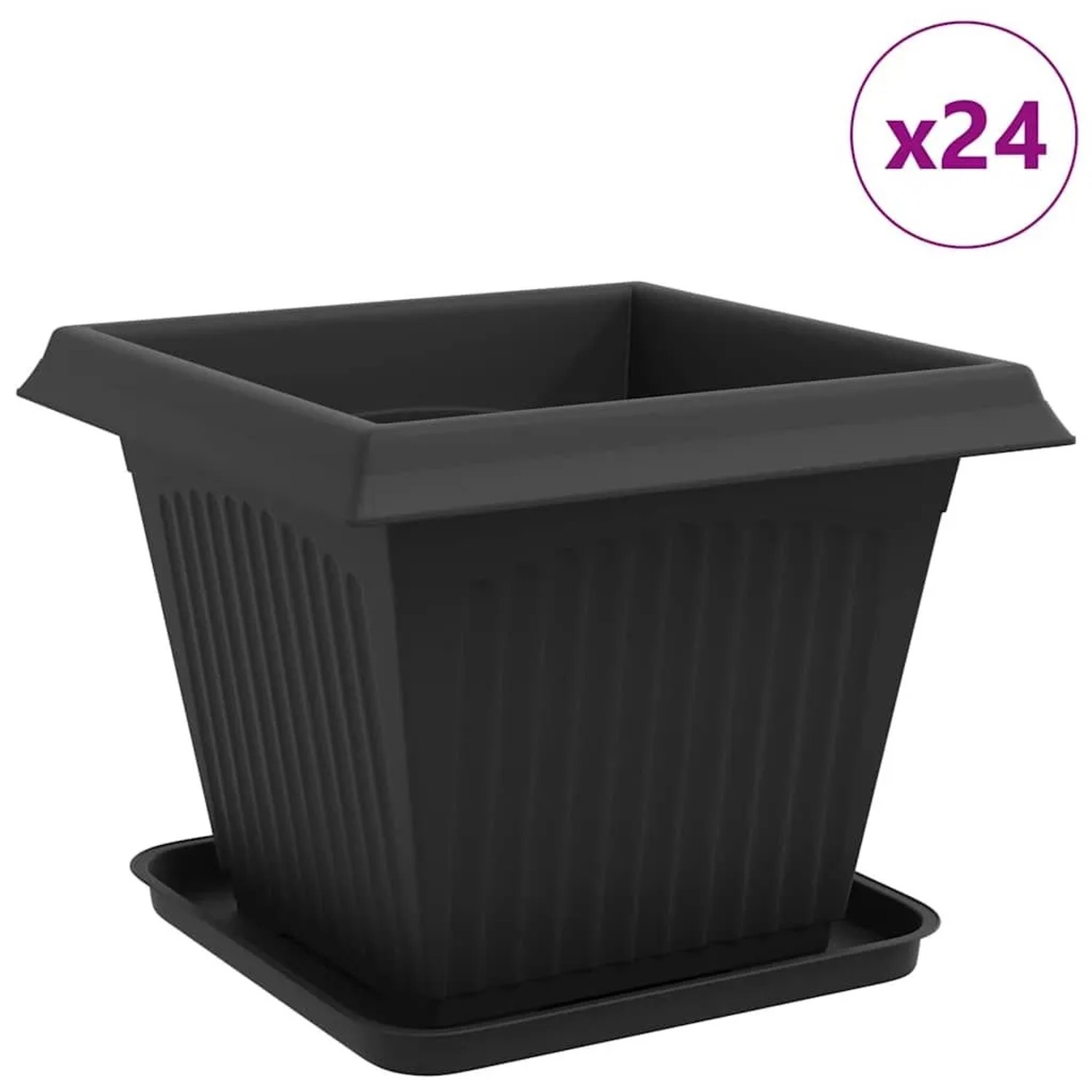 vidaXL Blumentöpfe 24 Stk Schwarz 38 x 38 x 30 cm Kunststoff 3403316