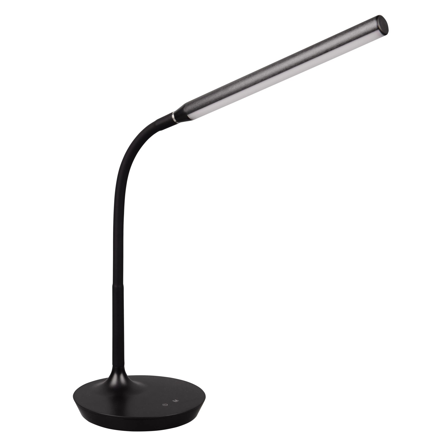 Schwarze LED-Tischleuchte Toro mit flexiblem Arm, ideal als Schreibtischlampe.