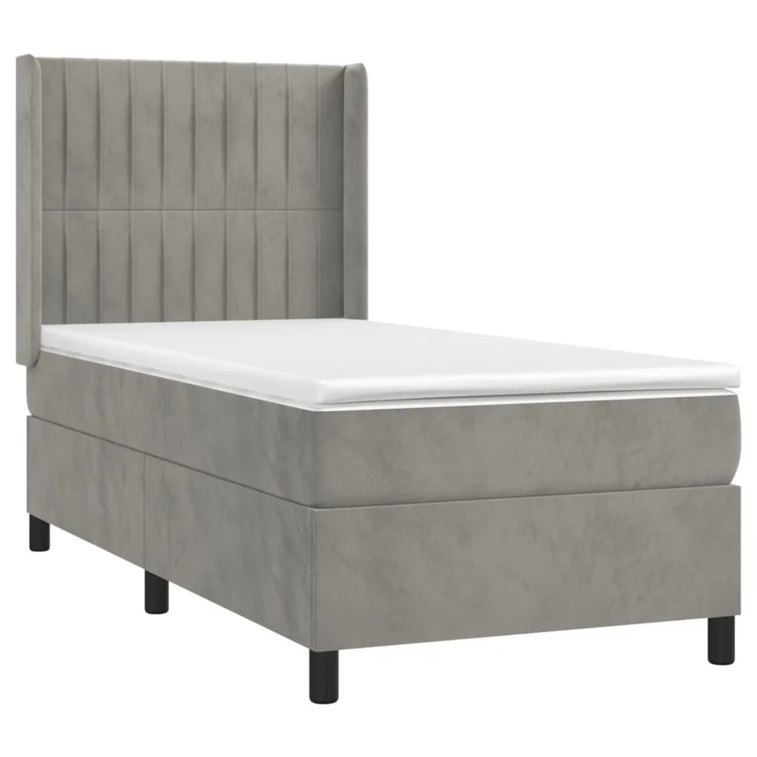 vidaXL Boxspringbett mit Matratze Hellgrau 90x190 cm Samt 3132771 günstig online kaufen