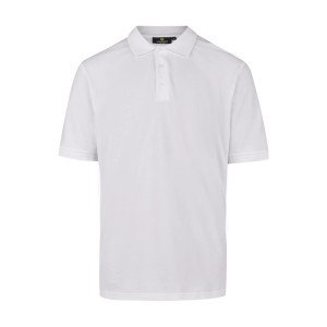 Weißes Hans Schäfer Workwear Polo-Shirt Gr. M aus Baumwollmischung.
