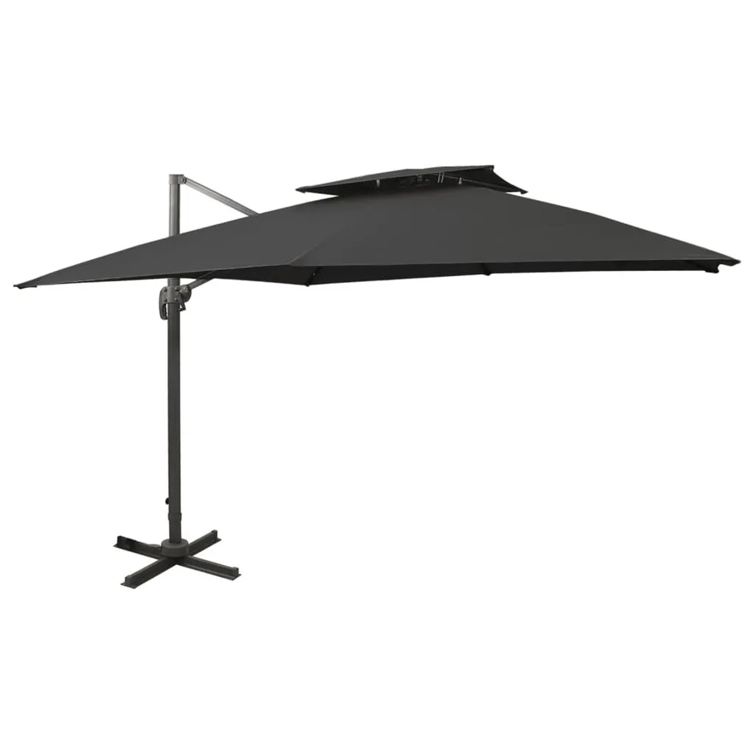 DELUKE Sonnenschirm Rechteckig LOTI 300cm Schwarz UV-Schutz Kippbar Kurbelsystem Ampelschirm Rechteckig Freiarm 300cm Kurbelschirm