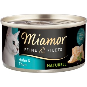 Miamor Katzen-Nassfutter Feine Filets Natur Huhn & Thunfisch, 80g Dose.