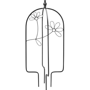 Faltbares Rankgitter Blume aus Eisen, schwarz, 26x26x61cm, Gartendeko.