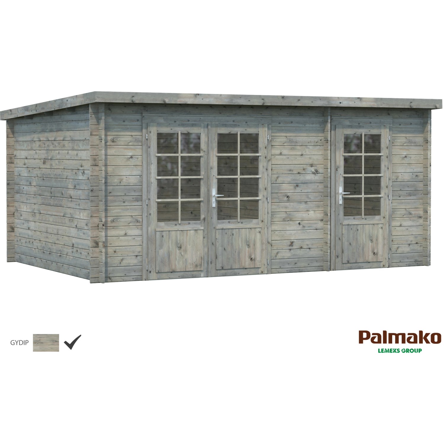 Palmako Ella Holz-Gartenhaus/Gerätehaus Grau Pultdach Tauchgrundiert 470 cm x 300 cm