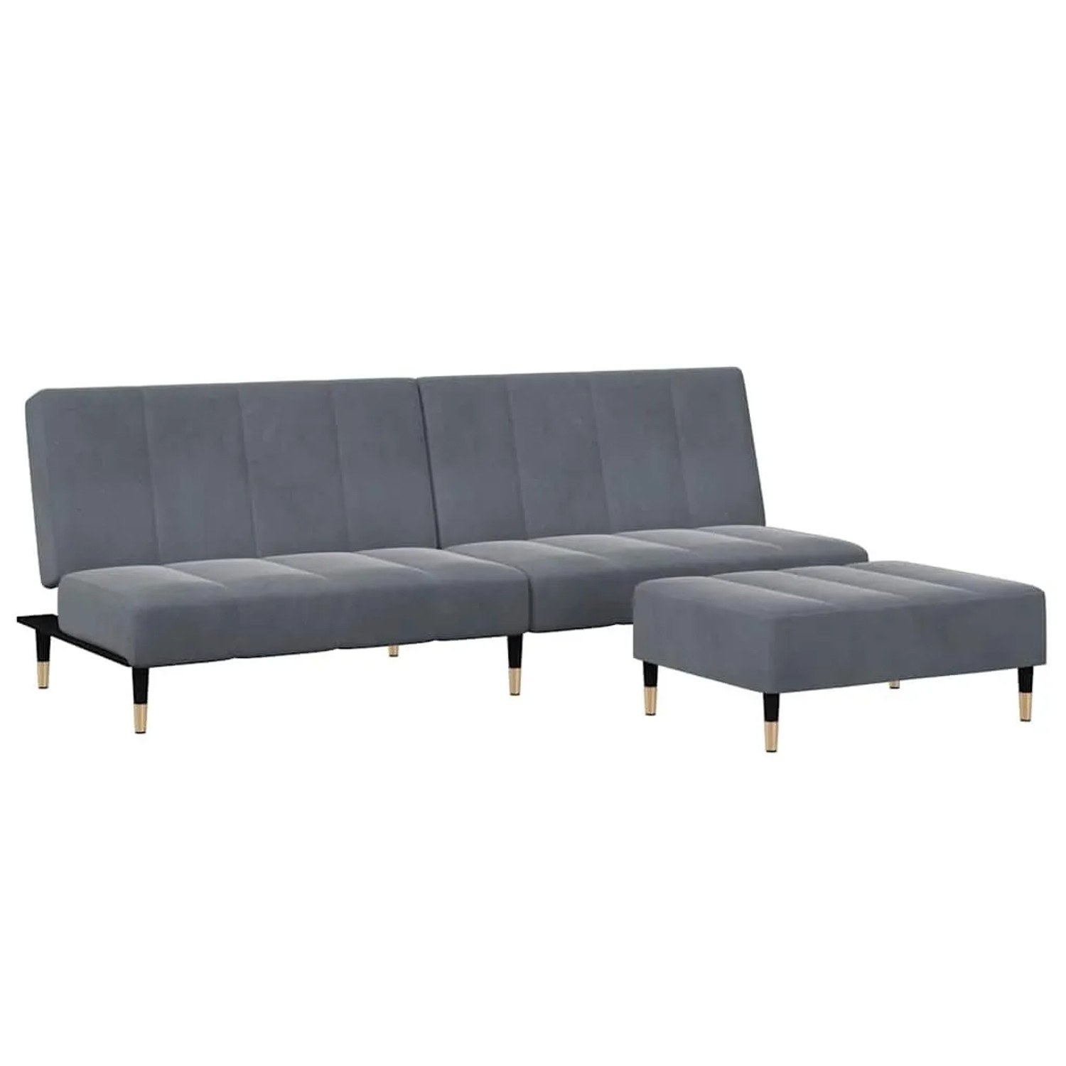 vidaXL Schlafsofa 2-Sitzer mit Fußhocker Dunkelgrau Samt 3258146 günstig online kaufen