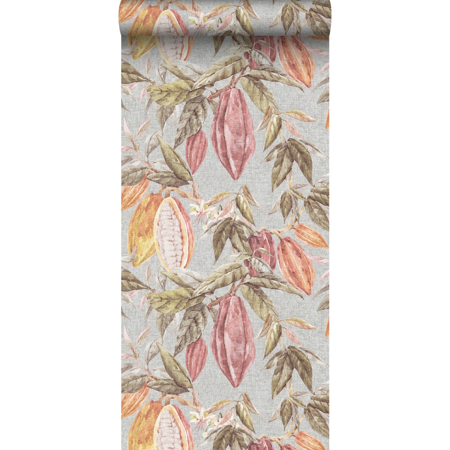 Sanders & Sanders Tapete Obst Graugrün Grau und Terrakotta 53 cm x 10 m günstig online kaufen