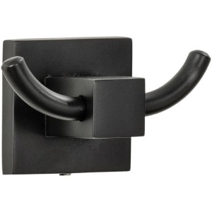 Fackelmann Doppelhaken New York, schwarz-matter Handtuchhalter aus Metall.