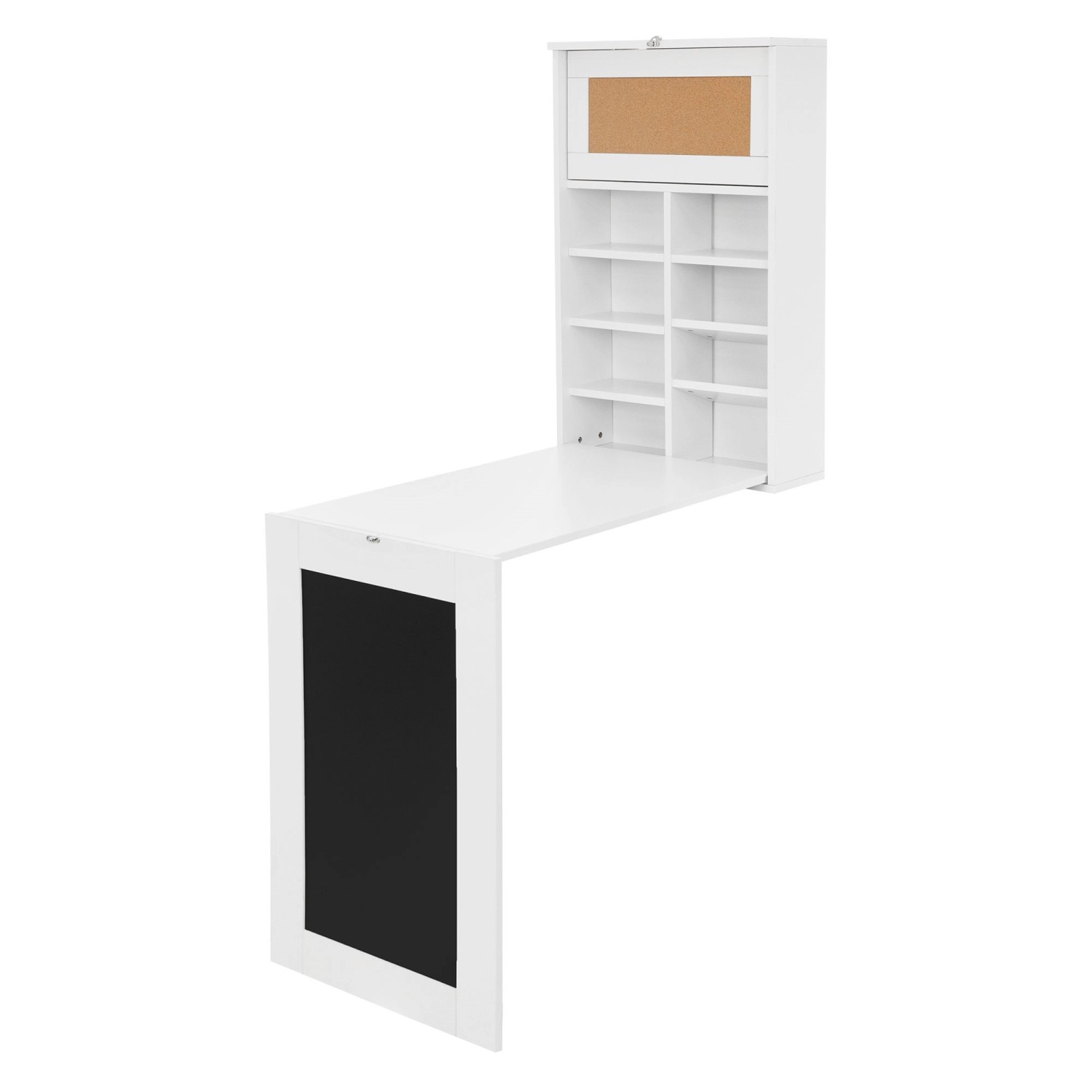 ML-Design Wandtisch Klappbar Schreibtisch Weiß mit Tafel 8 Fächern und Pinn günstig online kaufen