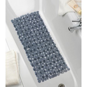 Anthrazitfarbene Wenko Wanneneinlage Paradise mit Noppenstruktur in Badewanne.