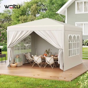 WOLTU Pavillon Pop-Up Wasserdichter Sonnenschutz Pagodenzelt 3x3 m Beige