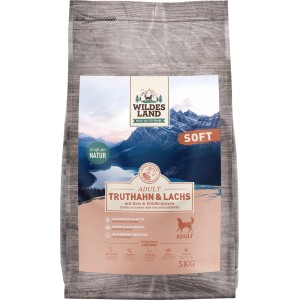Wildes Land Hunde-Trockenfutter Soft Adult Truthahn & Lachs, 5kg Sack.