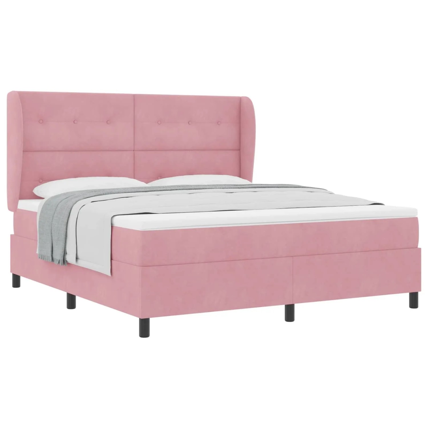 vidaXL Boxspringbett mit Matratze Rosa 200 x 180 cm Polyester 3340945