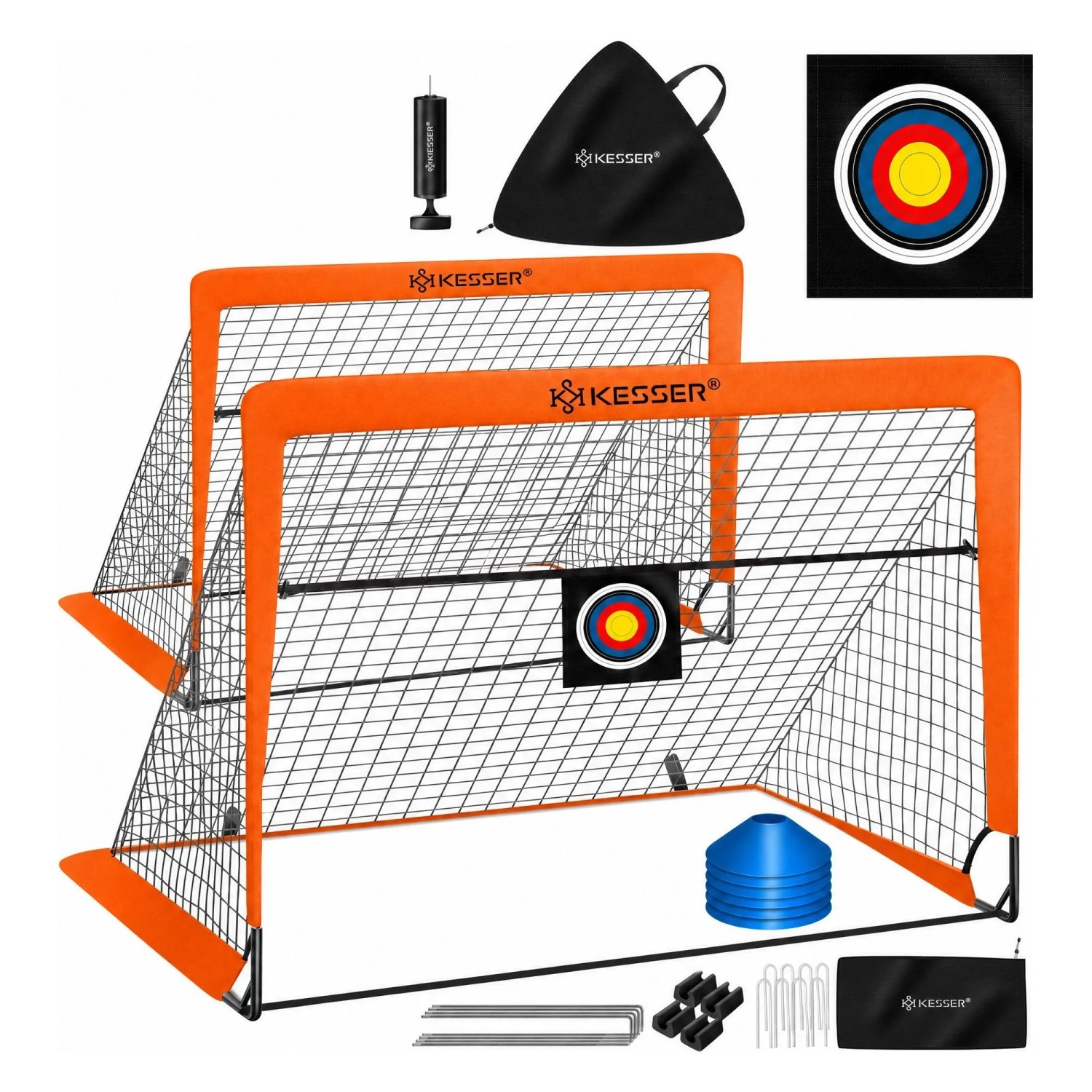 KESSER Fußballtor für Kinder Kinderfußballtor Orange 2er Set 2 Tore