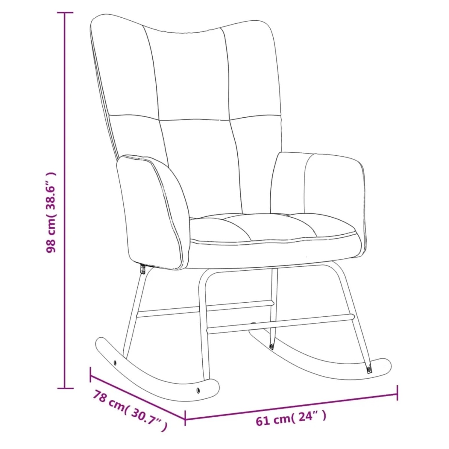 Cremeweißer vidaXL Schaukelstuhl mit Hocker, Samtbezug, Stahl- und Holzgestell. Ideal zum Entspannen.