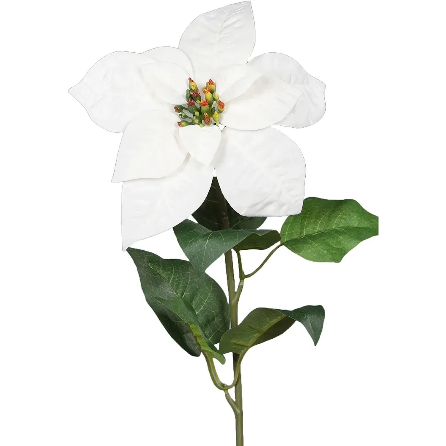 Kunstzweig Poinsettia aus Kunststoff 55 cm Creme