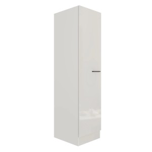 Flex-Well Exclusiv Geschirrschrank Lund, 50 cm, Lichtgrau glänzend/Rauchgrau. Küchenschrank mit Tür und Griff.