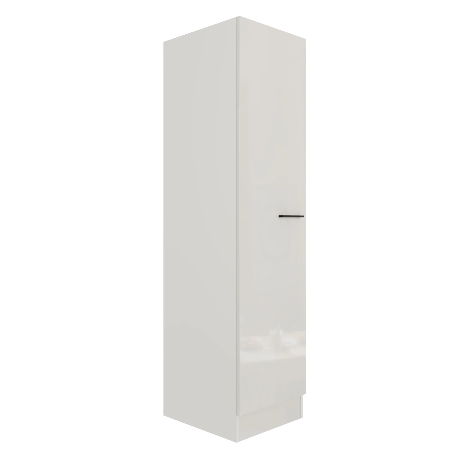 Flex-Well Exclusiv Geschirrschrank Lund, 50 cm, Lichtgrau glänzend/Rauchgrau. Küchenschrank mit Tür und Griff.