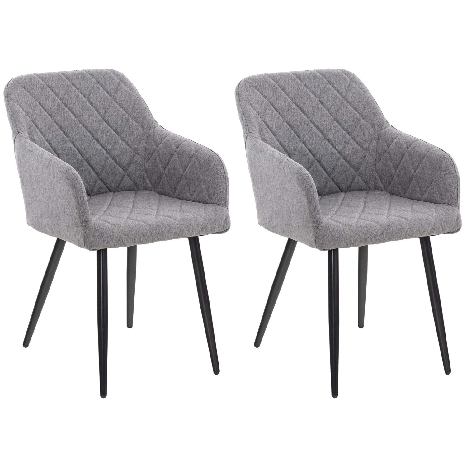 DELUKE 2er Set Esszimmerstuhl LISAN Stoff Grau 47x44x84cm Essstühle Esszimmerstühle Küchenstühle Wohnzimmerstühle