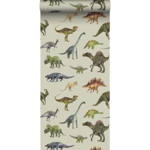 Sanders & Sanders Tapete Dinosaurier Graugrün 50 x 900 cm