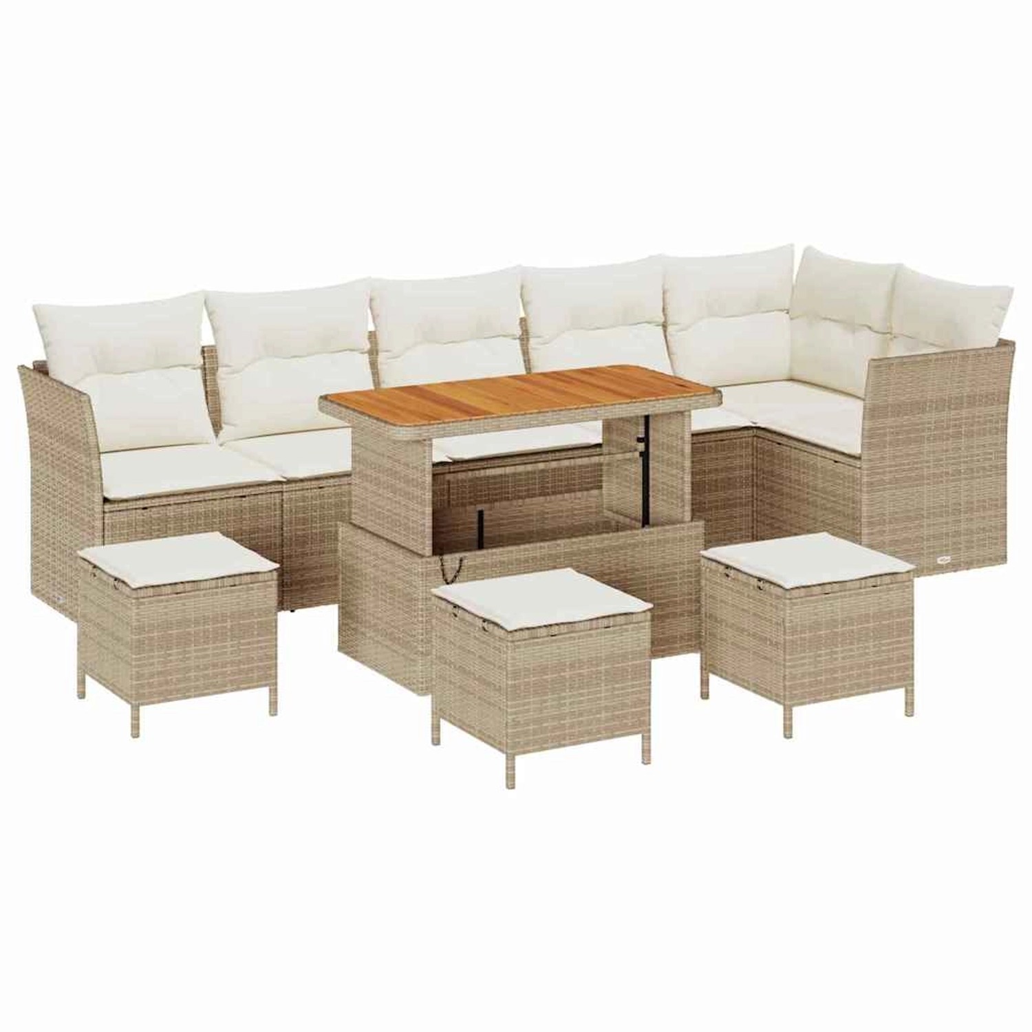 vidaXL Garten-Sofa-Set 10-Tlg Beige Poly Rattan 3361511 günstig online kaufen