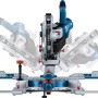 Bosch Professional GCM 18V-216 D Akku-Kapp- und Gehrungssäge mit Zubehör und verschiedenen Winkeleinstellungen.