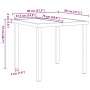 Skizze des vidaXL Gartentisches, Teil der 5-tlg. Essgruppe, mit Maßangaben.