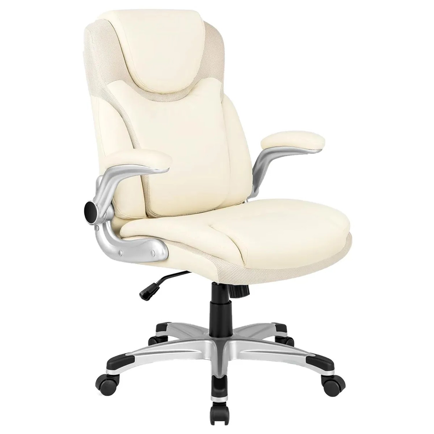 Costway Bürostuhl Chefsessel mit Klappbaren Armlehnen mit Wippfunktion
