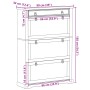 vidaXL Schuhschrank Corona, Kiefer massiv, 99x32x138 cm, mit Schublade und Klappen.
