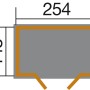 Grundriss Weka Gartenhaus Parma, 254x171 cm, zur Veranschaulichung der Maße.