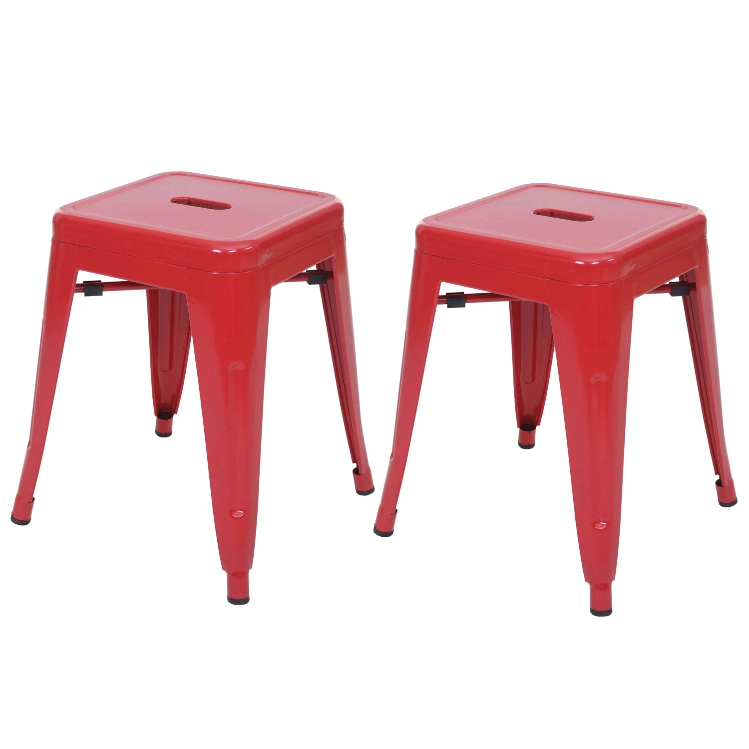 PROREGAL 2er-Set Hocker Sitzhöhe 46cm Metall Industriedesign Stapelbar Rot günstig online kaufen