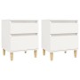 Zwei weiße vidaXL Nachttische mit je zwei Schubladen und hellen Holzfüßen.