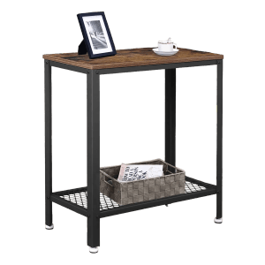 Songmics Beistelltisch Daxton mit Gitterregal Industrie-Design Braun-Schwarz