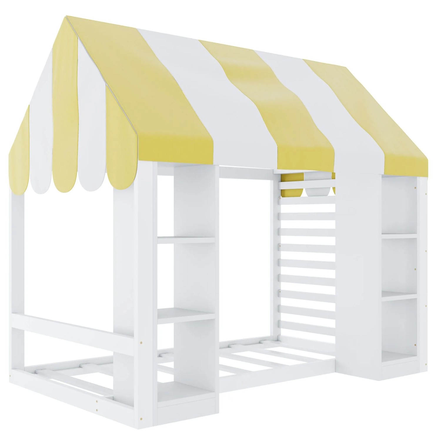 Merax Kinderbett 90x200cm Landhaus Himmelbett Weiß