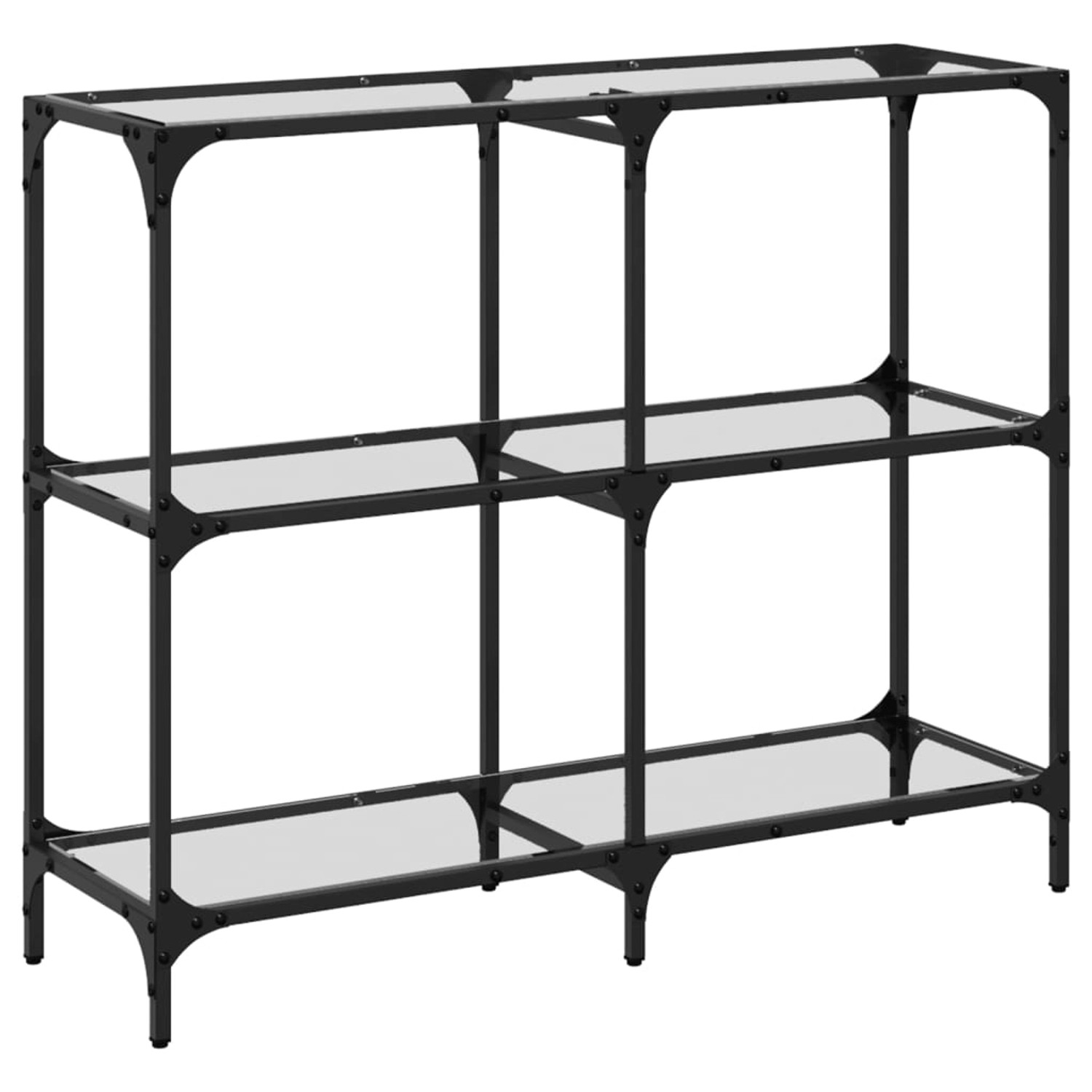 vidaXL Konsolentisch mit Glasplatten, transparent, Stahlgestell, 98x30x81 cm.