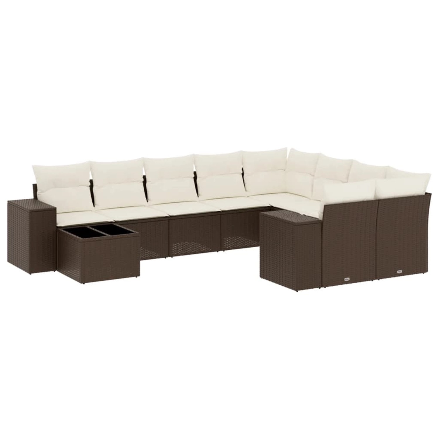 vidaXL 10-Tlg Garten-Sofagarnitur mit Kissen Braun Poly Rattan 3223062 günstig online kaufen