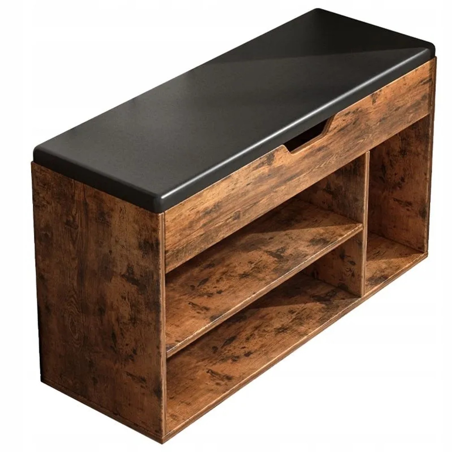 Rebiko Geräumiger Schuhschrank Mit Sitzfläche Stauraum 2 Einlegeböden Retro-holzdesign