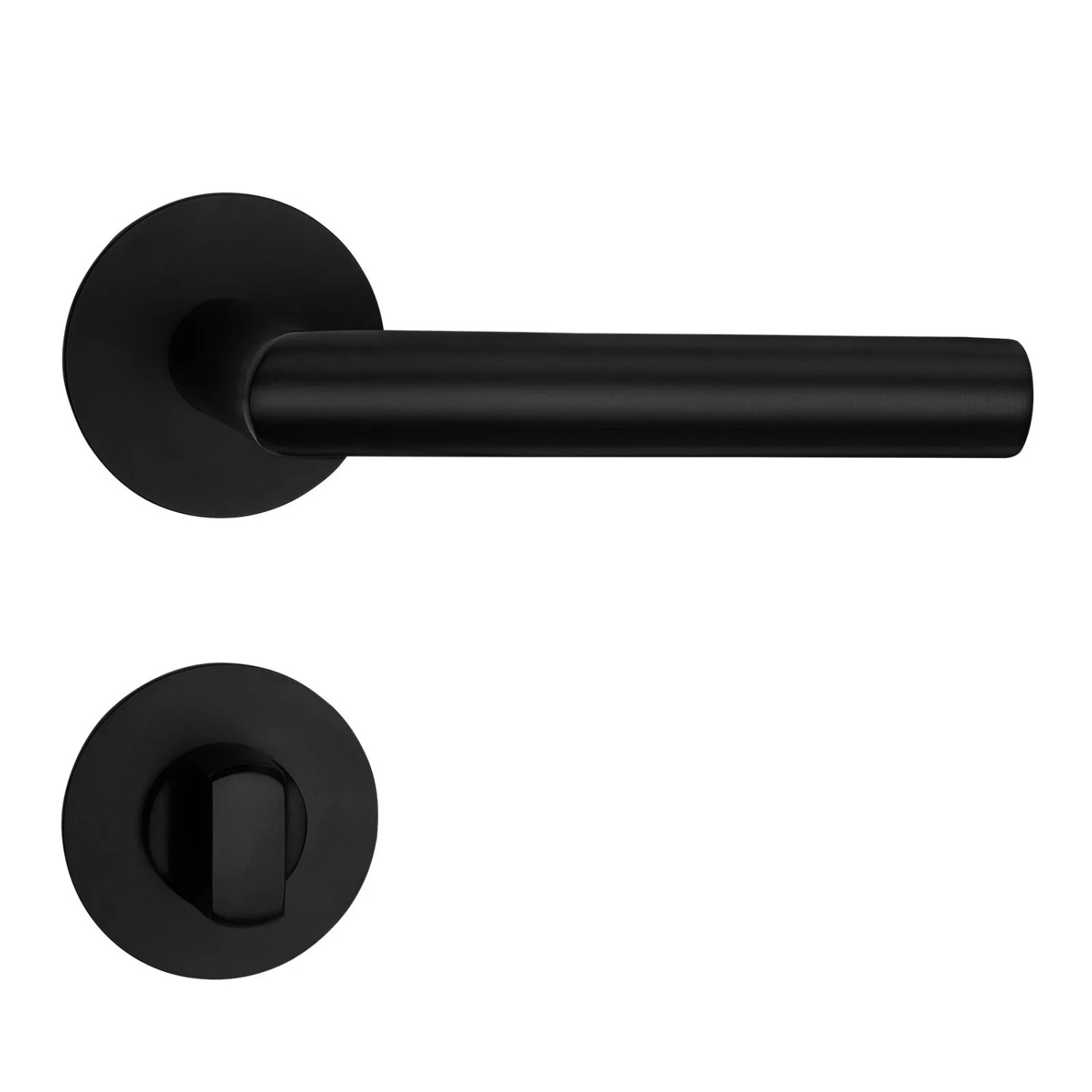 SOTECH Türdrückergarnitur THORE Edelstahl SS304 mit Flachrosetten und Magnetischer Cliptechnik Bad WC Schwarz Galvanisiert mit Befestigungsmaterial