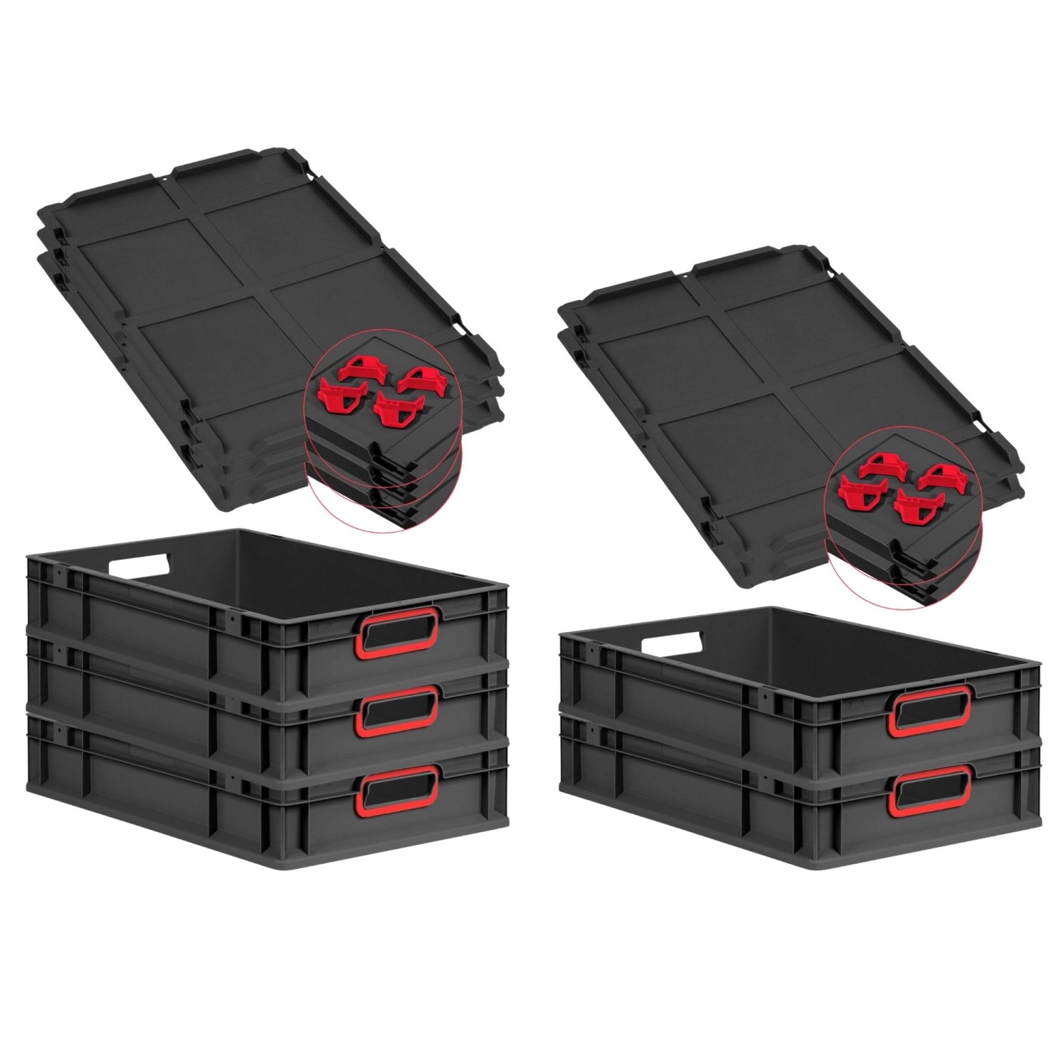 PROREGAL SparSet 5x Eurobox Nextgen Color Mit Auflagedeckel HxBxT 12x40x60c günstig online kaufen