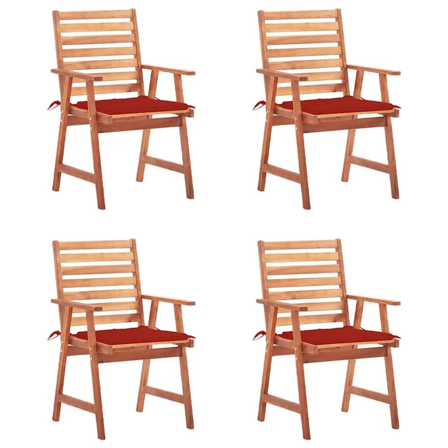vidaXL Garten-Essstühle 4 Stk mit Kissen Massivholz Akazie 3078326