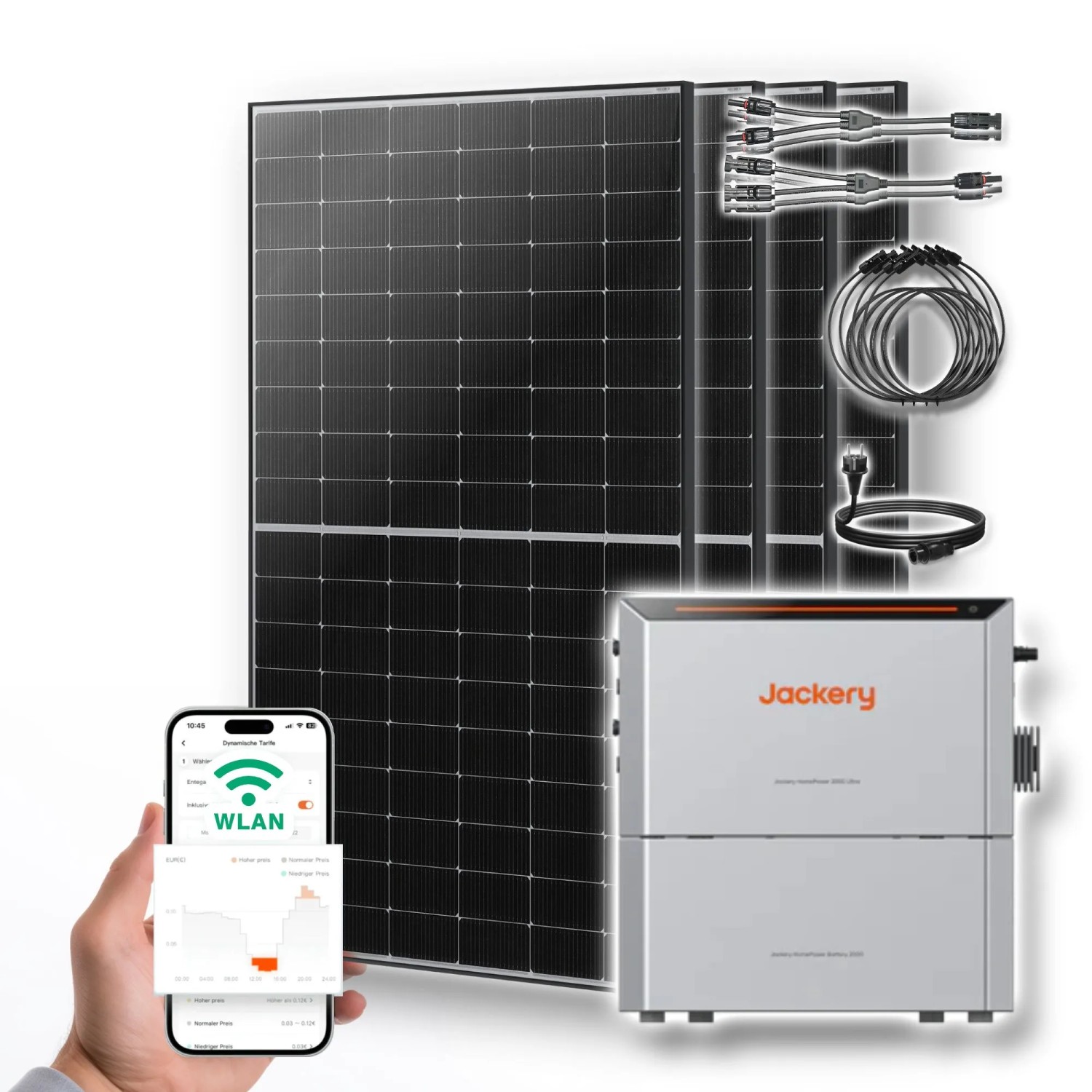 PVundSO Balkonkraftwerk mit Jackery HomePower Ultra 2000 Speicher-Wechselrichter und 4x 500W Solarmodulen