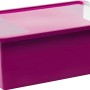Violette Aufbewahrungsbox Bi M mit Deckel und transparentem Sichtfenster.