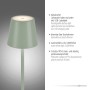 Grüne LED-Akku-Stehleuchte Euria, 125 cm hoch, dimmbar, für Innen & Außen.
