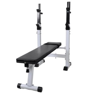 vidaXL Hantelbank mit Ablage und Langhantel und Kurzhantel-Set 120 kg 275375
