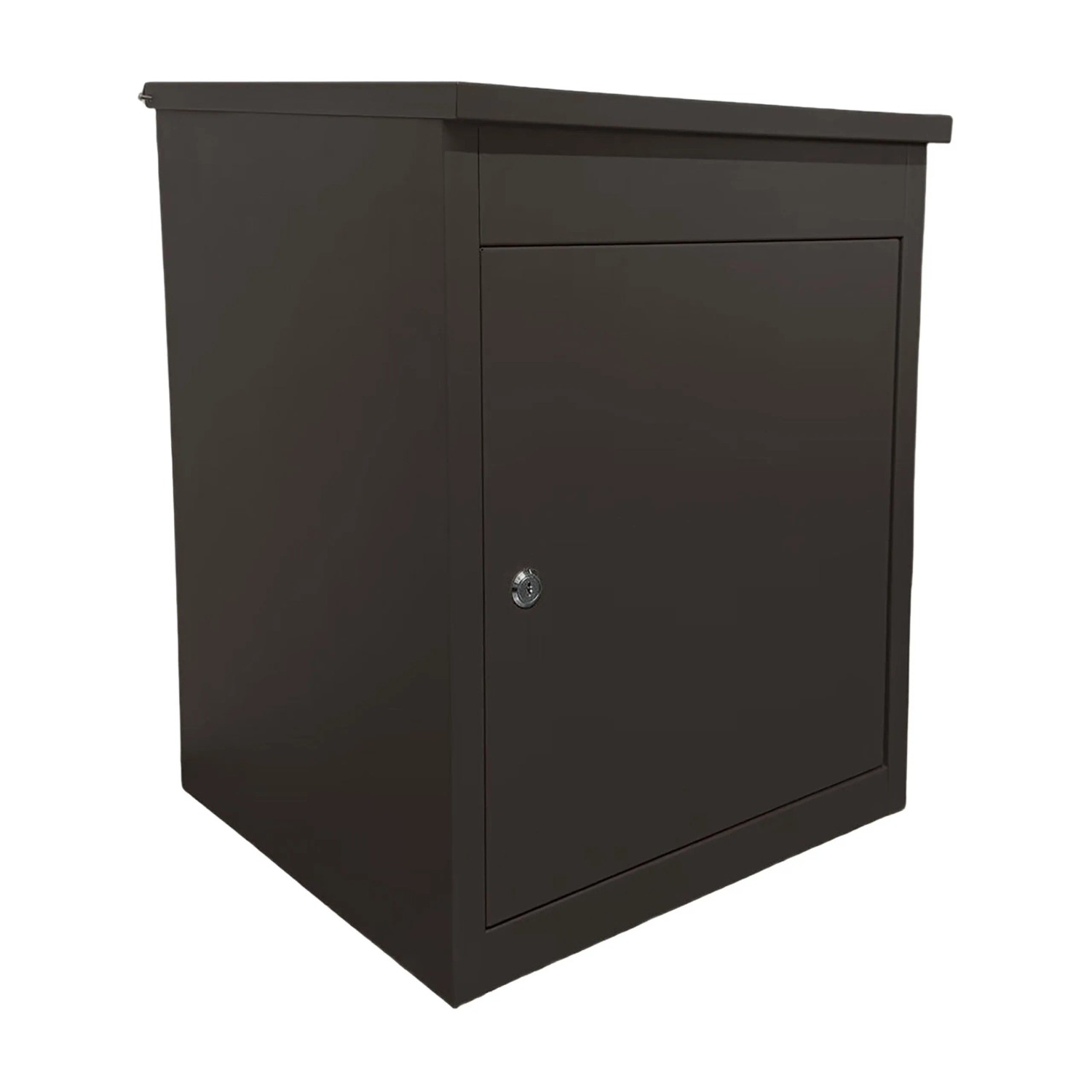 Relaxdays Paketbox Eisen Schwarz Abschließbar 56 cm x 45,5 cm x 44 cm 13,8 kg