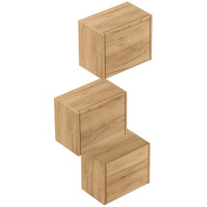 Posseik Badschrank-Set Limes, 3-teilig, Eiche Gold, variable Montage.