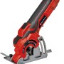 Einhell TC-CS 89 Mini-Handkreissäge in Rot/Schwarz mit Parallelanschlag.