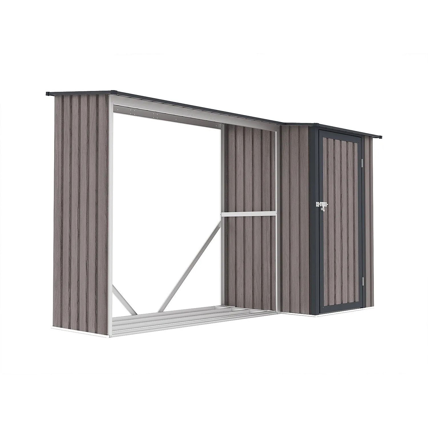 Vente-unique Kaminholzregal Dorwood Anthrazitgrau  Naturfarben Dunkel 272 cm