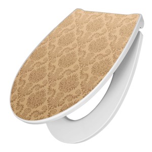 Banjado Premium WC-Sitz mit Absenkautomatik, Motiv Tapete Beige, aus Duroplast.