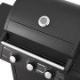 Detailaufnahme des schwarzen Juskys BBQ Gasgrills Louisiana mit 3 Brennern und Temperaturanzeige.