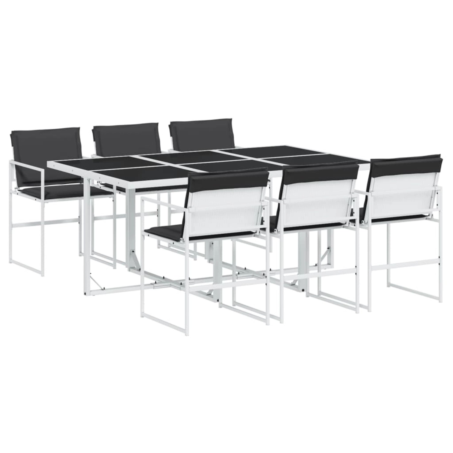 vidaXL 7-Tlg Garten-Essgruppe mit Kissen Weiß Textilene 3295104 günstig online kaufen